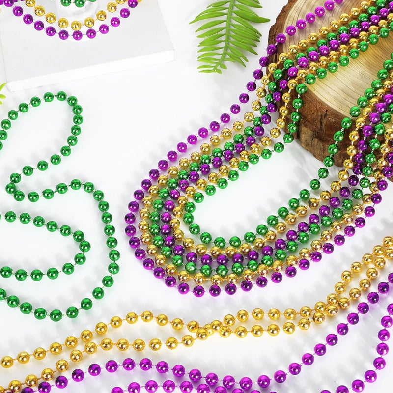 VLUV 36Pcs Beaded Necklace, Mardi Gras Beads Necklaces Accessories, 33 Inch Bead Costume for Women Man, Festival Parade Throw Supplies - Image 4